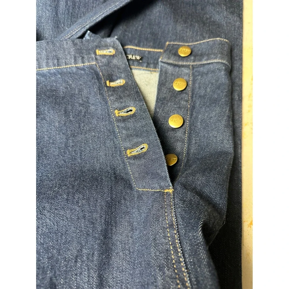 J.Crew Womens Sailor Button Denim Trouser 6 TALL Nautical Wide Leg Indigo Jeans - Picture 6 of 11